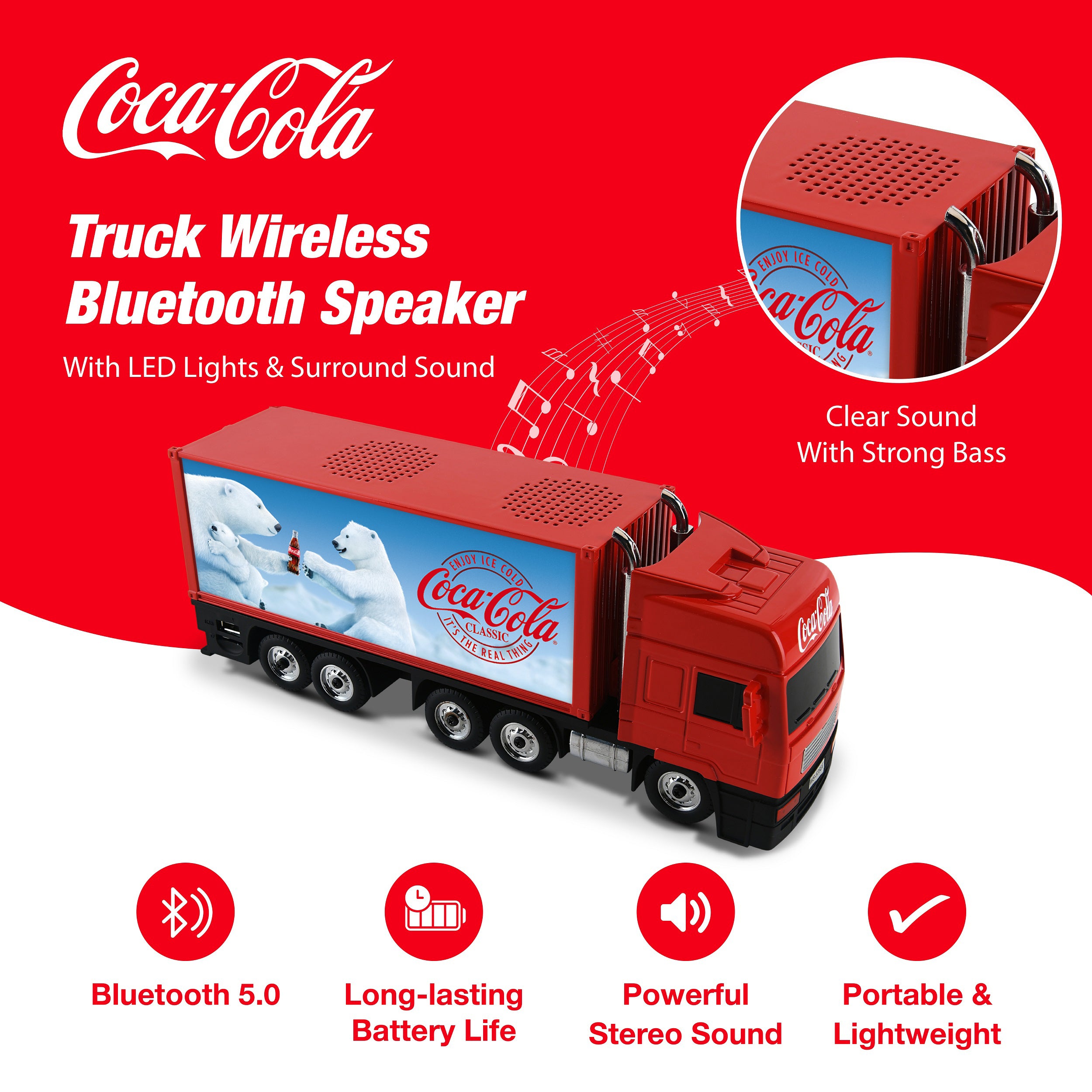Coca-Cola Truck Shaped Bluetooth Speaker with FM Radio Mode